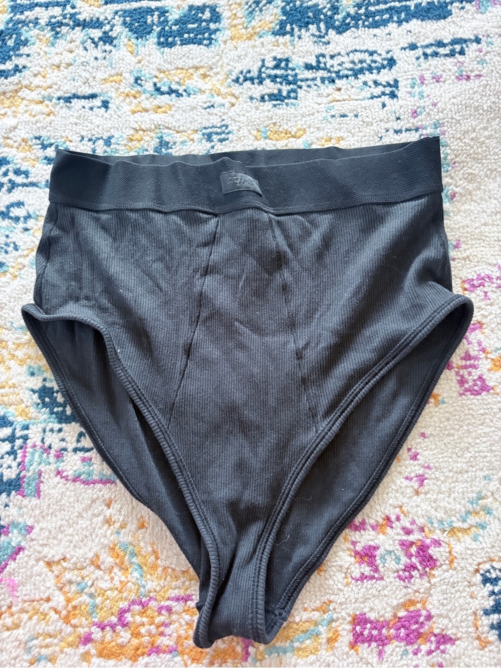 SKIMS High-Waist Black Ribbed Briefs